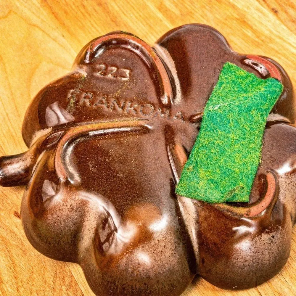 VTG Frankoma Plainsman Brown Satin Four Leaf Clover Ceramic Candy Dish
